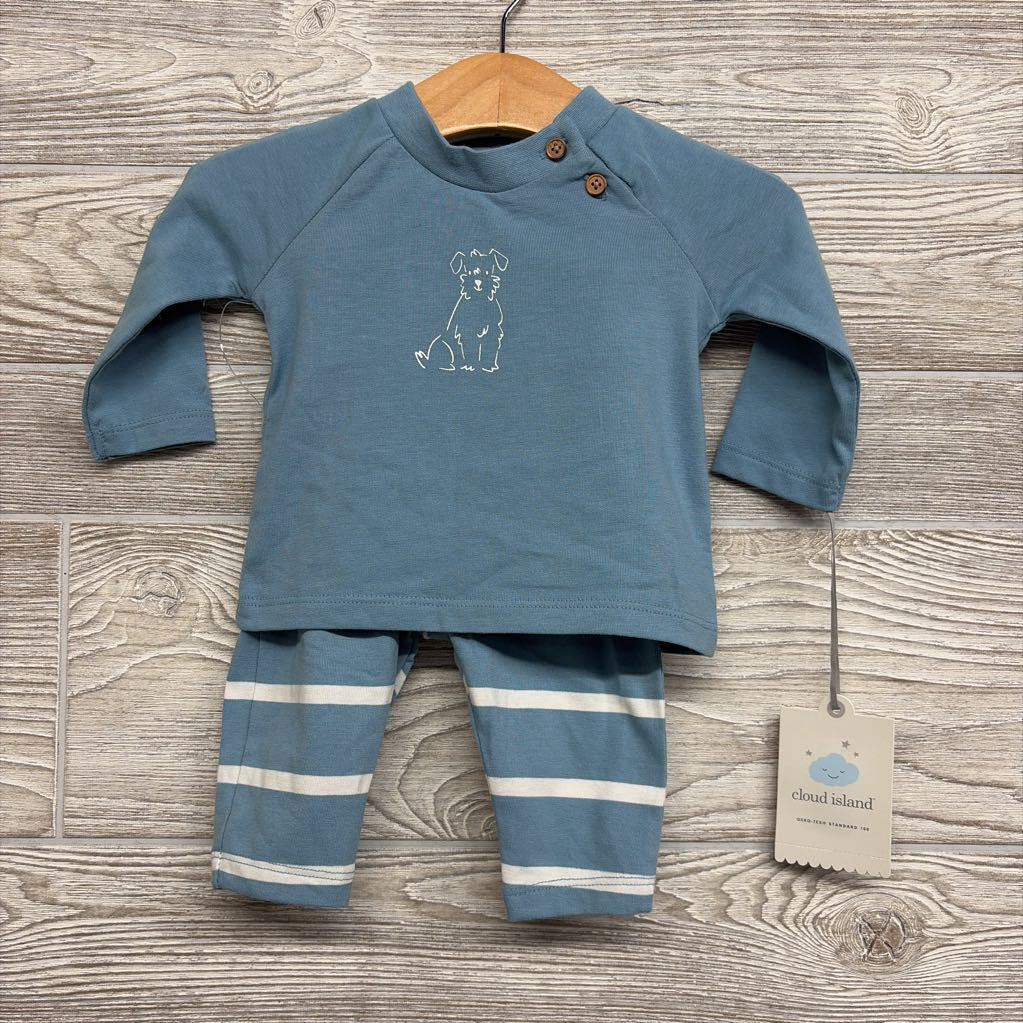 NEW Shirt Dog & Striped Pants 0-3M