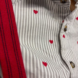 NEW Suspender Jeans, Button Up Shirt Stripes & Hearts 3M