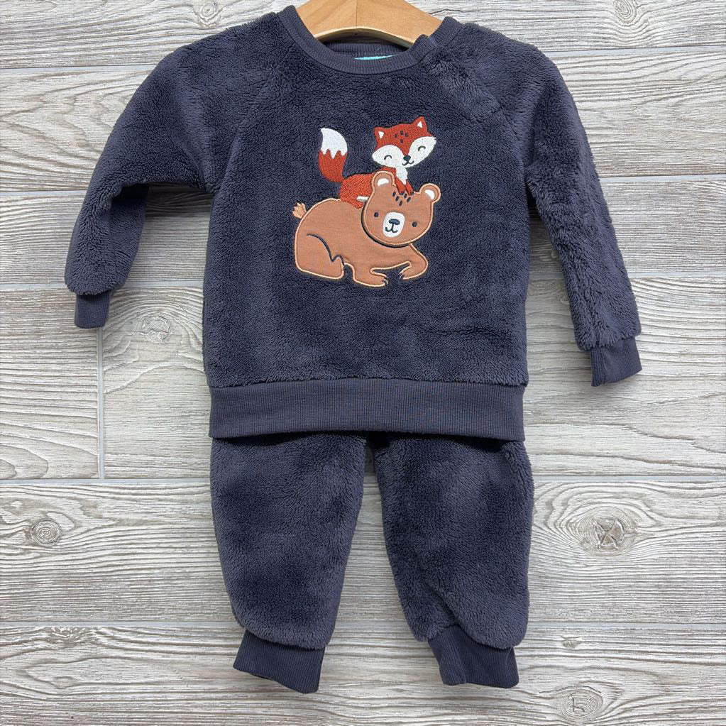 2 Pc Outfit Plush Crewneck Fox & Bear 12M