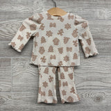 LS Ribbed Shirt & Flare Pants Gingerbread Bows 0-3M