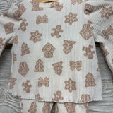 LS Ribbed Shirt & Flare Pants Gingerbread Bows 0-3M