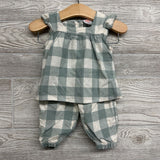 Flutter Sleeve Shirt & Joggers Buffalo Plaid 3-6M