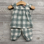 Flutter Sleeve Shirt & Joggers Buffalo Plaid 3-6M