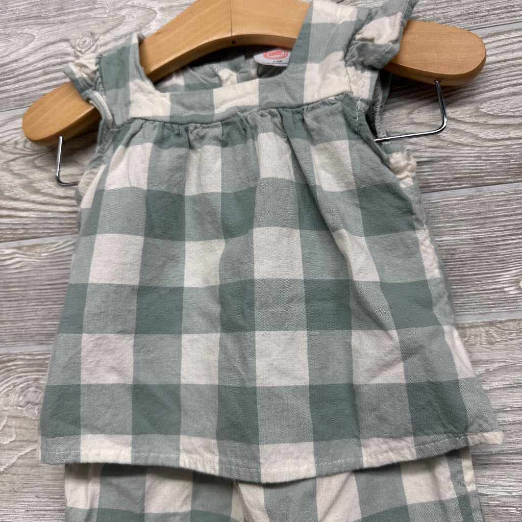 Flutter Sleeve Shirt & Joggers Buffalo Plaid 3-6M