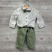 LS Button Up Bodysuit Bunnies & Pants W/ Bowtie 18M