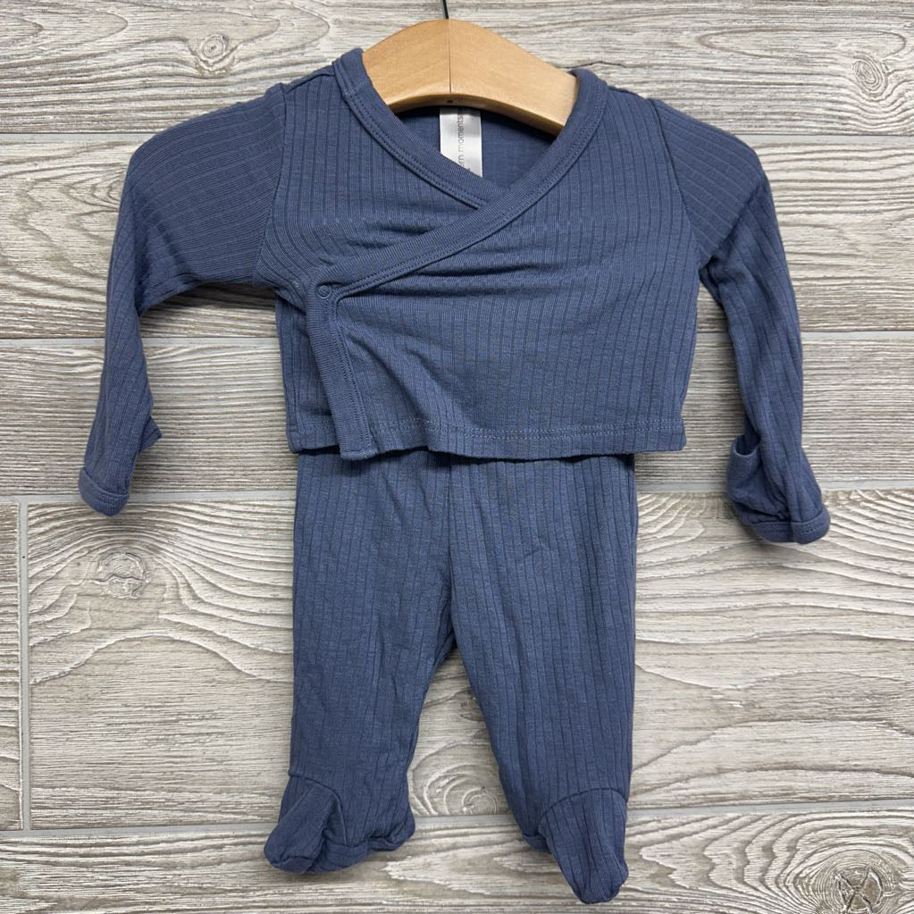 LS Ribbed Side Snap Shirt & Footed Pants NB