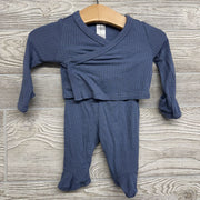 LS Ribbed Side Snap Shirt & Footed Pants NB