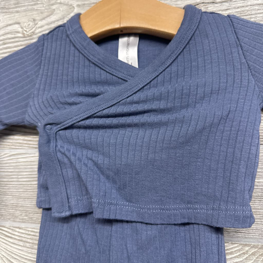 LS Ribbed Side Snap Shirt & Footed Pants NB