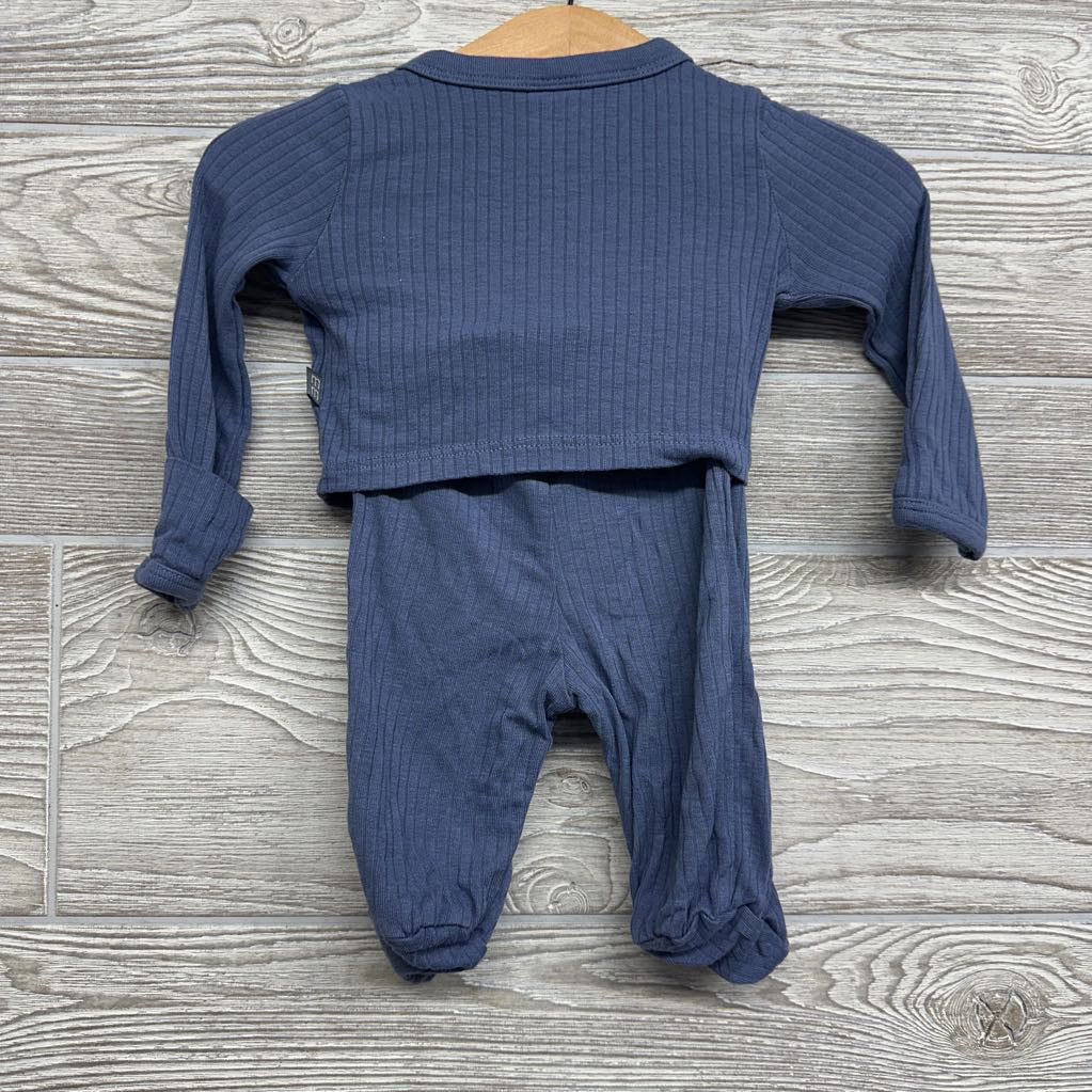 LS Ribbed Side Snap Shirt & Footed Pants NB