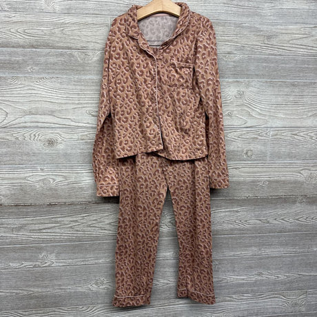 2 Pc LS Button Up PJs Animal Print 10-12