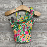 2 Pc Swimsuit Flowers Pom Trim 12M