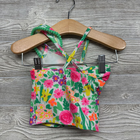2 Pc Swimsuit Flowers Pom Trim 12M