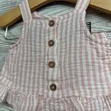 Gauze Button Up Tank Top & Bubble Shorts Stripes 12M