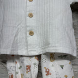LS Pointelle Button Up Shirt, Footed Pants Animals & Hat 6M