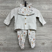LS Pointelle Button Up Shirt, Footed Pants Animals & Hat 6M