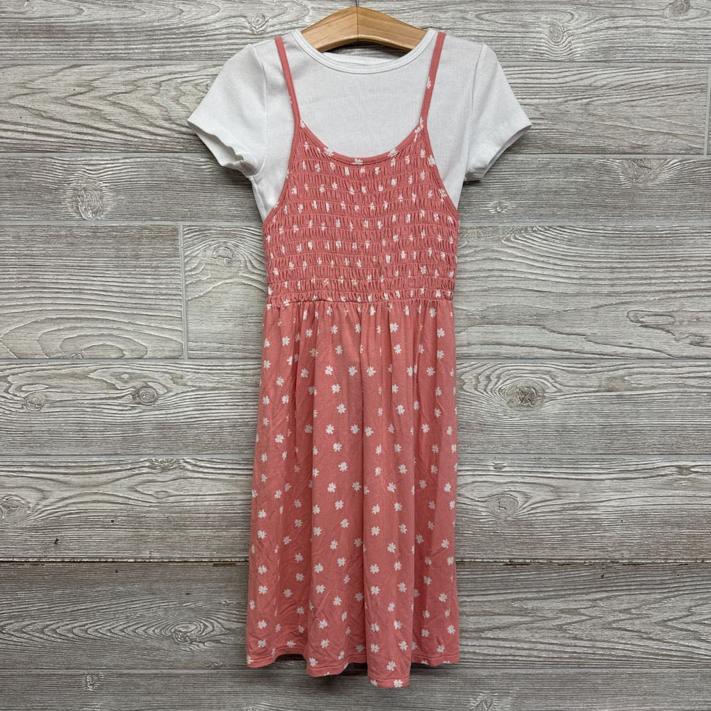 Smocked Tank Dress Flowers & Ribbed Shirt 6-6X