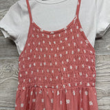 Smocked Tank Dress Flowers & Ribbed Shirt 6-6X