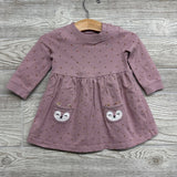 LS French Terry Dress Hearts Fox Pockets 9M