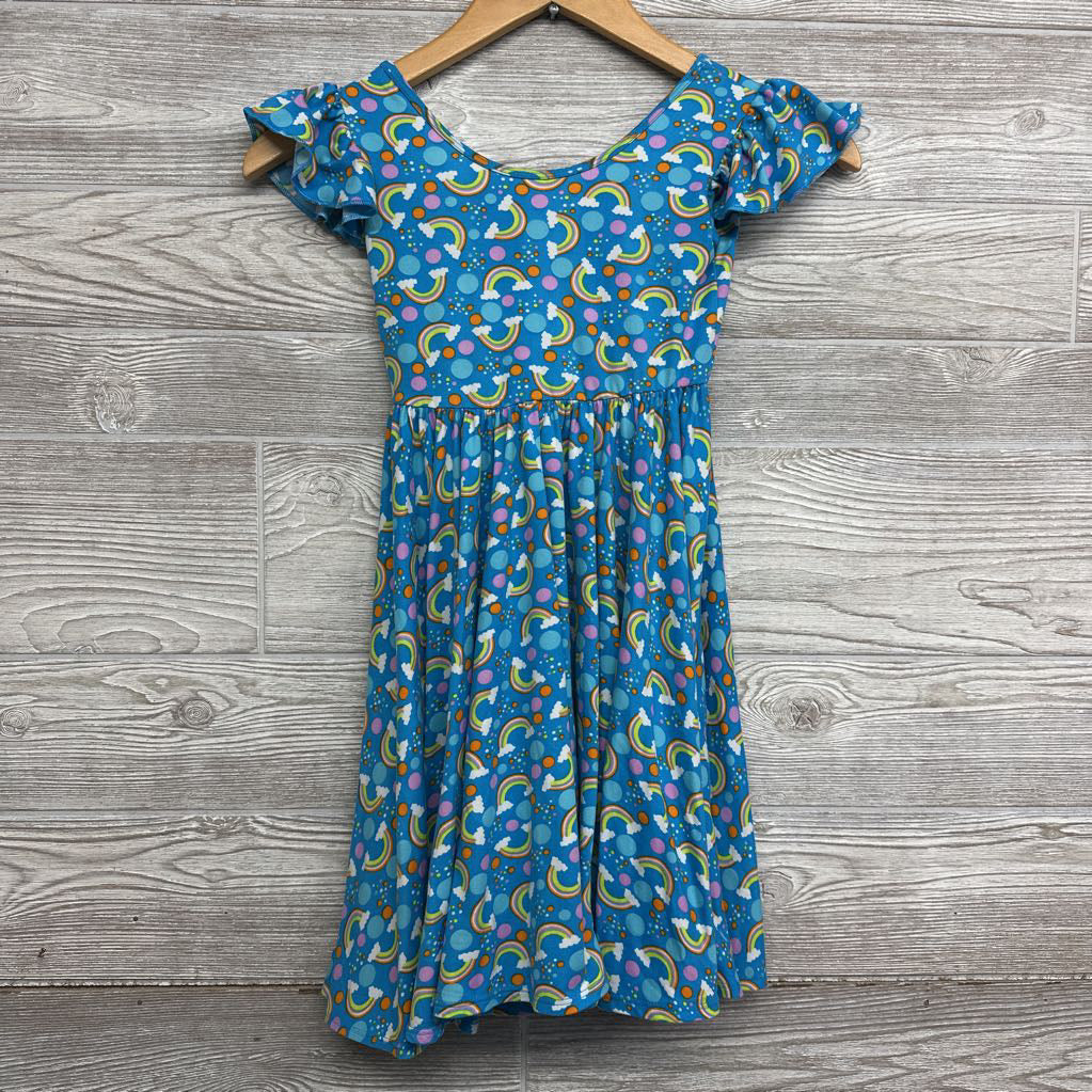 Ruffle Sleeve Dress Rainbows 5-6