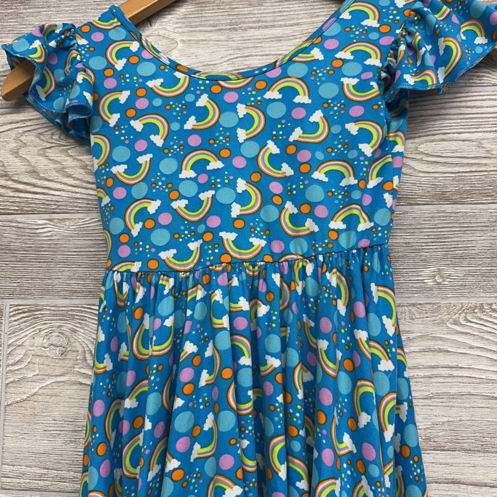 Ruffle Sleeve Dress Rainbows 5-6