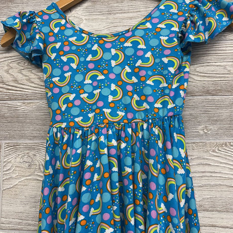 Ruffle Sleeve Dress Rainbows 5-6