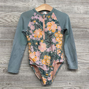 1/4 Zip Swimsuit Flowers 4-5
