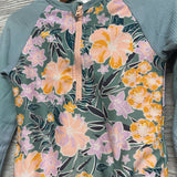 1/4 Zip Swimsuit Flowers 4-5