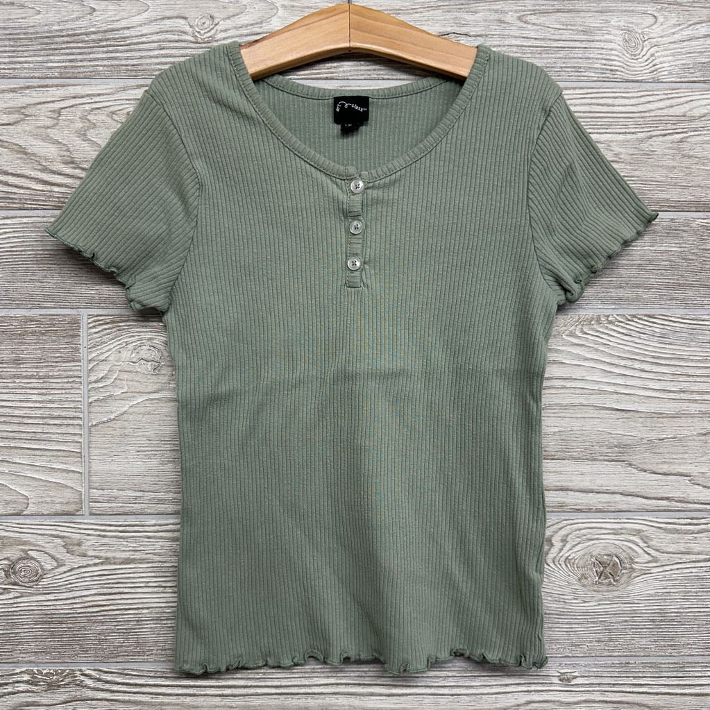 Ribbed Henley Shirt Lettuce Trim 10-12