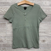 Ribbed Henley Shirt Lettuce Trim 10-12