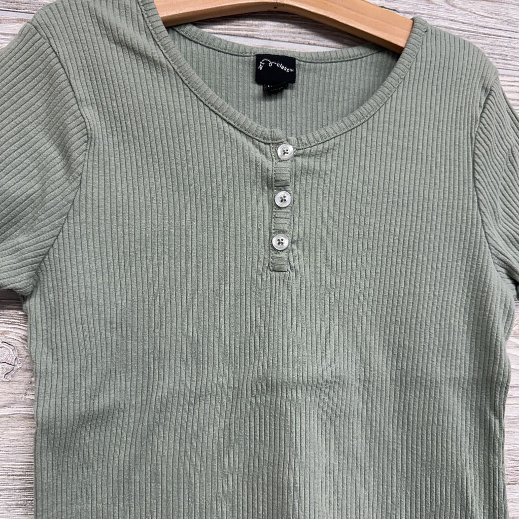 Ribbed Henley Shirt Lettuce Trim 10-12