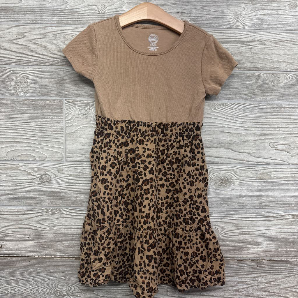 Ribbed Tiered Skirt Dress Animal Print 6-6x