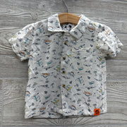 Button Up Shirt Dinosaurs Surfing Palm Trees 18M