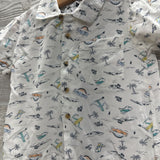 Button Up Shirt Dinosaurs Surfing Palm Trees 18M