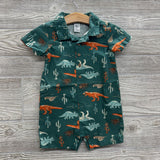 Button Up Shorty Romper Dinosaurs Palm Trees 18M