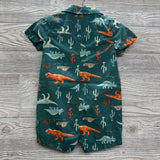 Button Up Shorty Romper Dinosaurs Palm Trees 18M