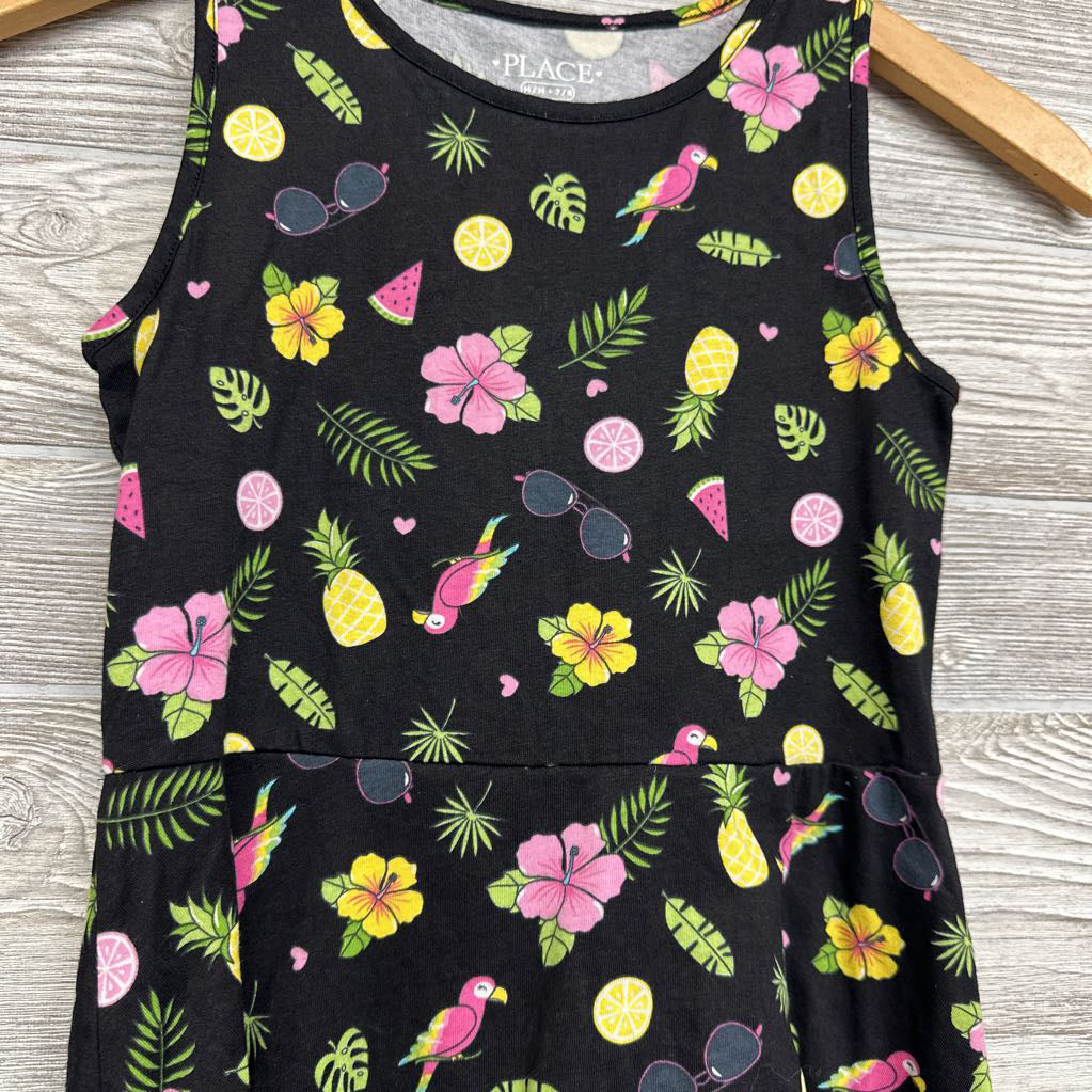 Tank Dress Flowers Fruit Parrots 7-8