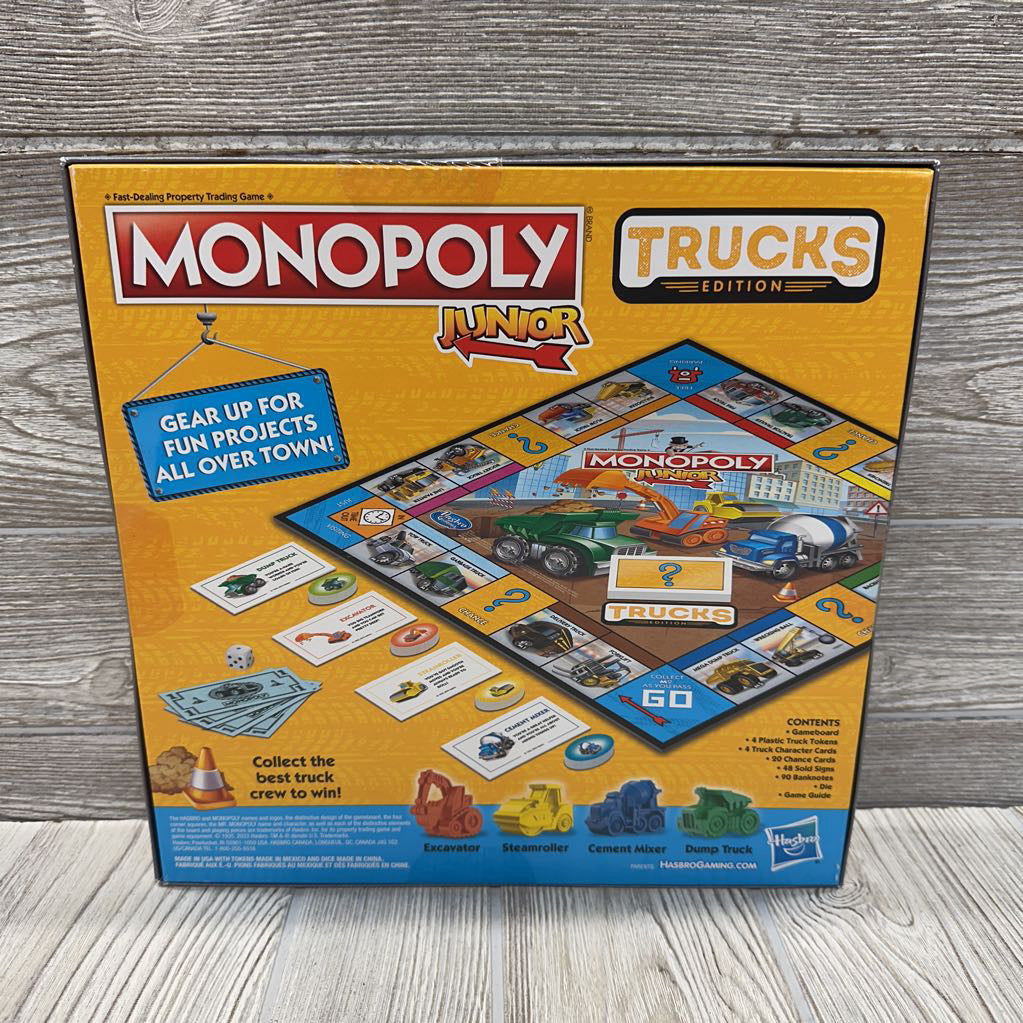 NEW Monopoly Junior Trucks Edition