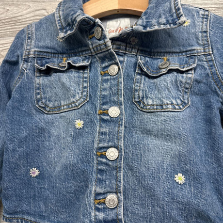 Denim Jacket Embroidered Flowers 3T