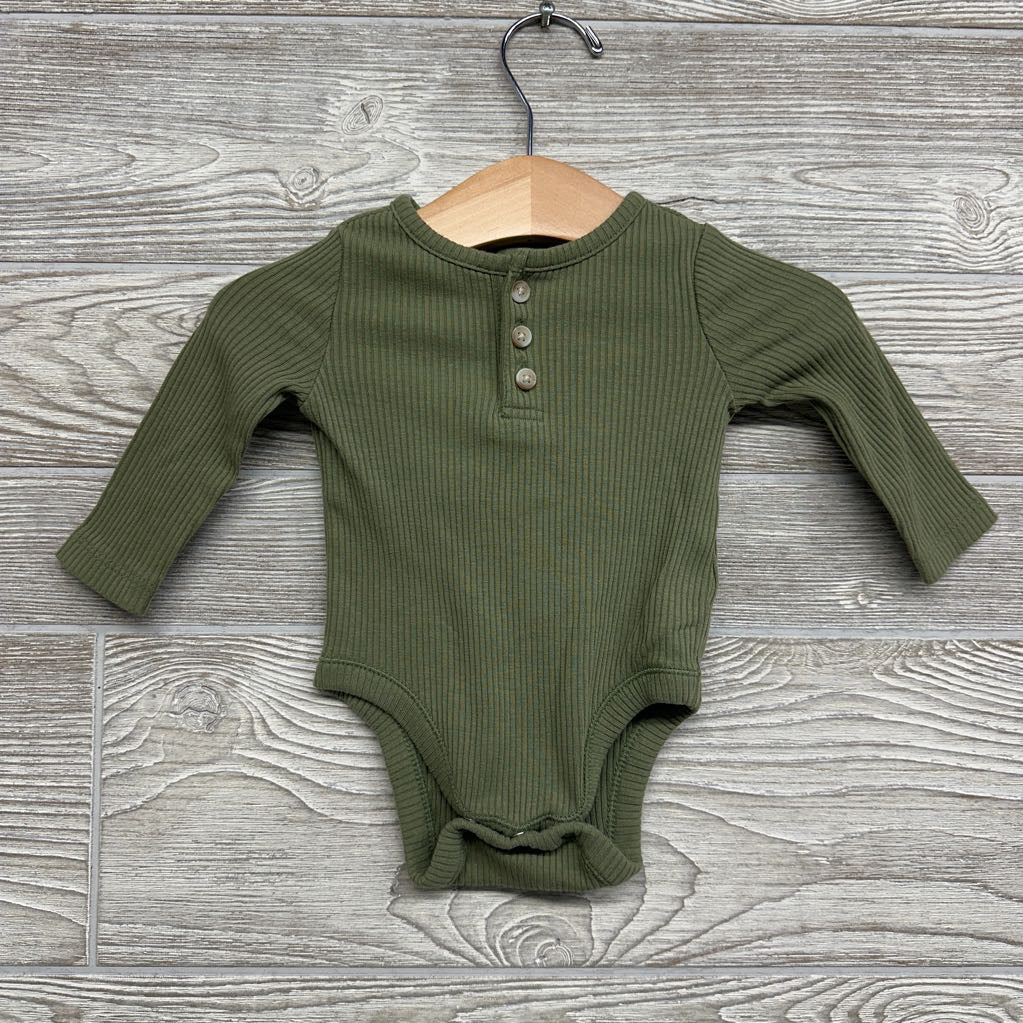 LS Ribbed Henley Bodysuit 0-3M