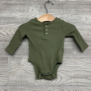 LS Ribbed Henley Bodysuit 0-3M