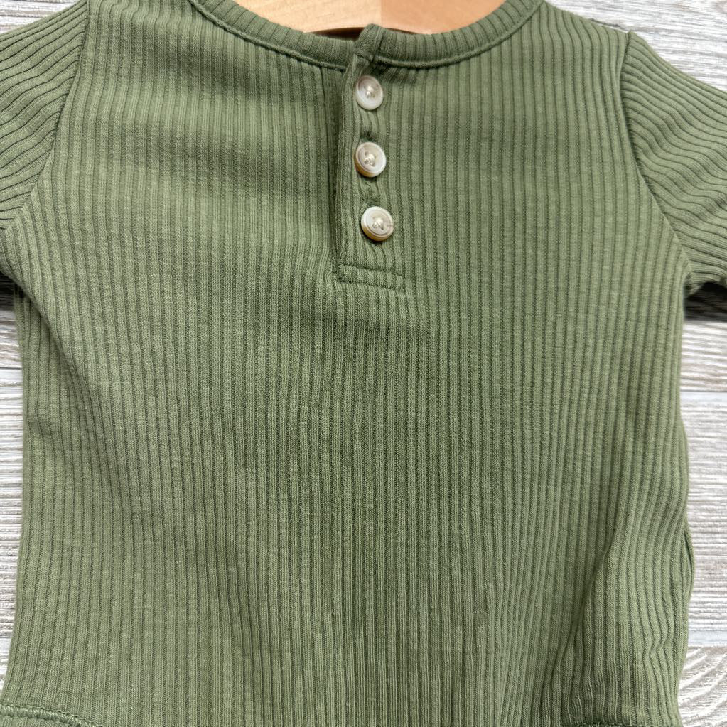 LS Ribbed Henley Bodysuit 0-3M