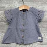 Gauze Button Up Shirt Eyelet Sleeves 18M