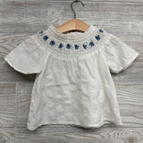 Textured Shirt Smocked Embroidered Flowers 5