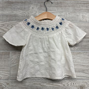 Textured Shirt Smocked Embroidered Flowers 5