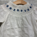 Textured Shirt Smocked Embroidered Flowers 5