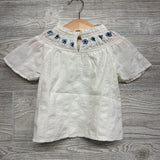 Textured Shirt Smocked Embroidered Flowers 5