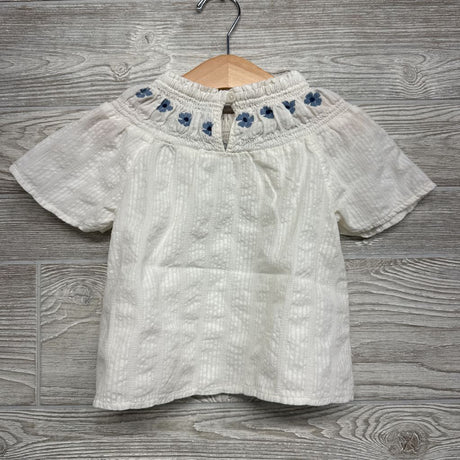 Textured Shirt Smocked Embroidered Flowers 5