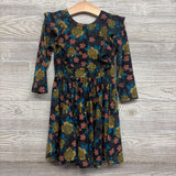 LS Dress Flowers Ruffles 3-4