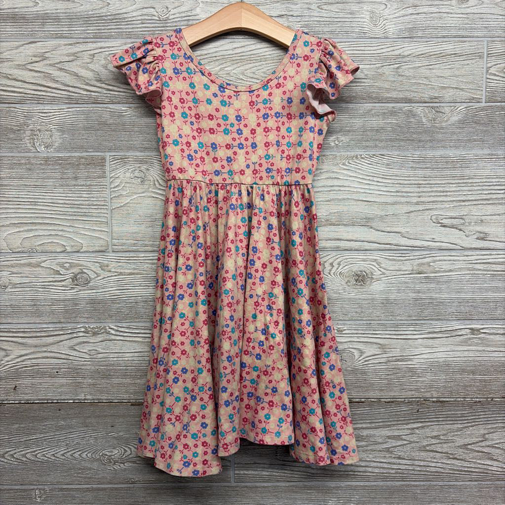 Flutter Sleeve Twirl Dress Flowers 5-6