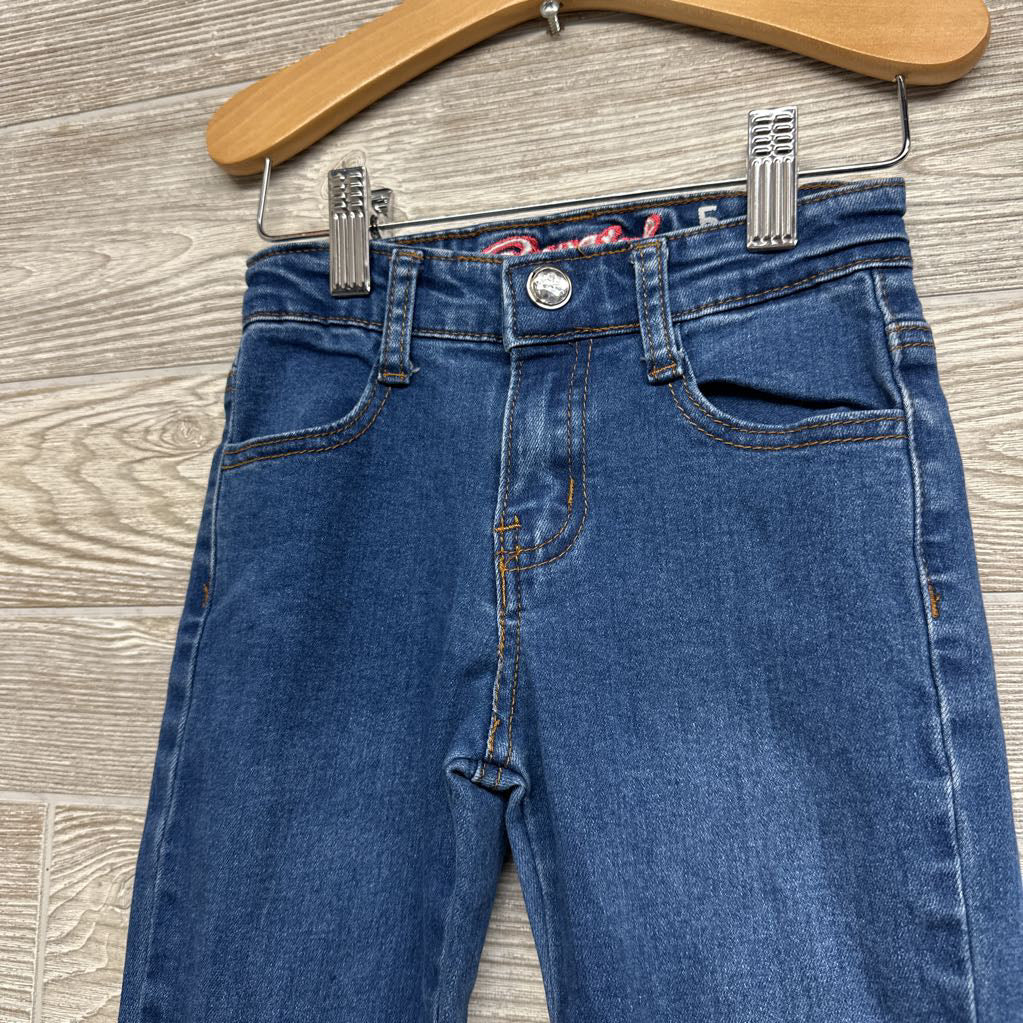 Ruffle Bell Bottom Jeans Frayed 5